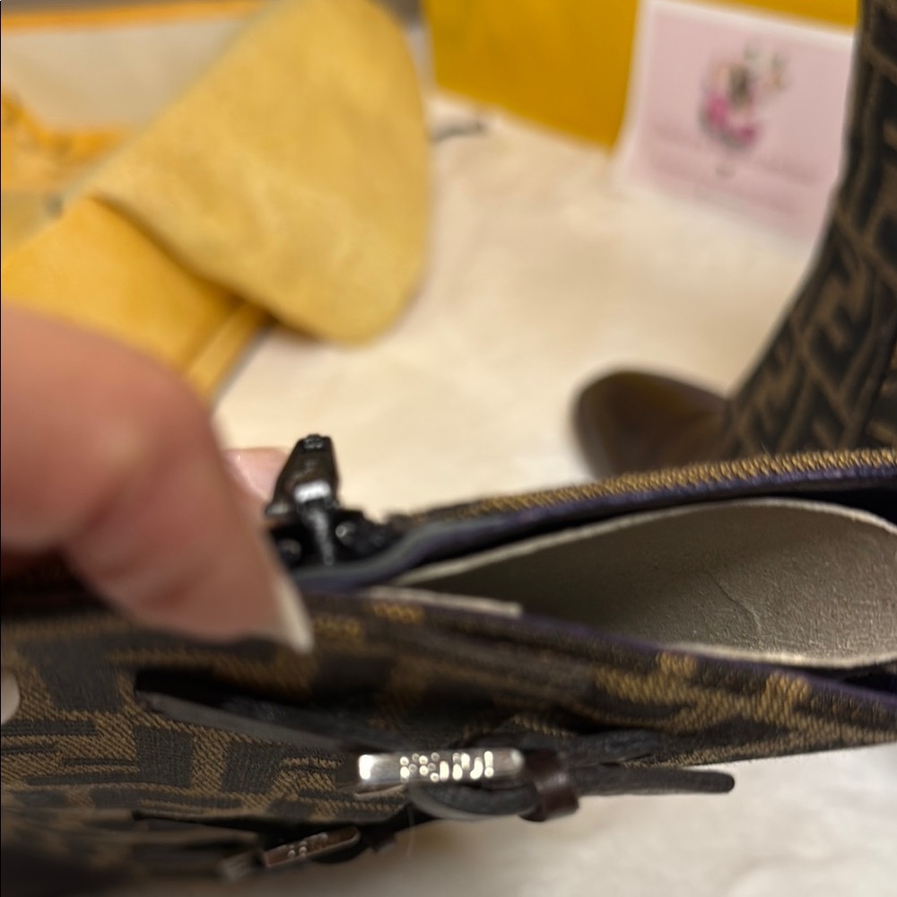 Fendi Women's Brown and Tan Zucca Boots. - Picture 4 of 12